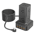 thumbnail image 1 of Regleta Vertical Torre de Enchufes con USB y USB-C, Estación de Carga Eléctrica Multipuerto con Protección, Cable de Extensión, Ideal para Oficina, Hogar y Electrónicos, 1 of 12