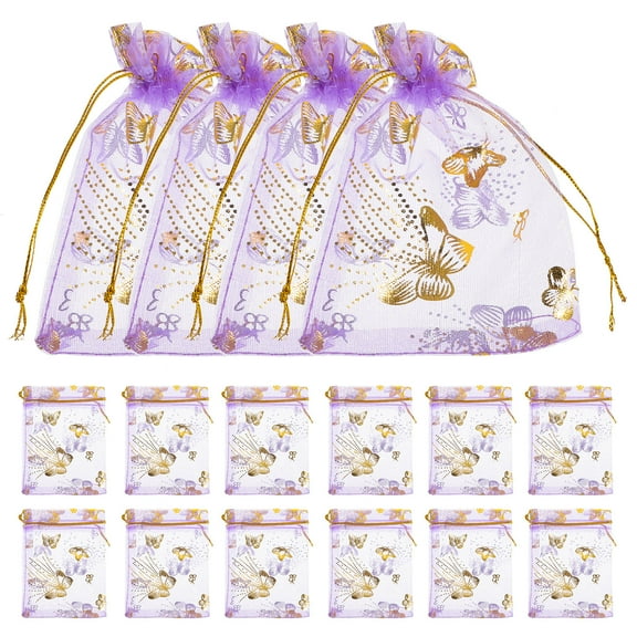 Worgeous  50 Pcs Jewelry Pouches Mini Bags Birthday Party Favor Trinket Purple