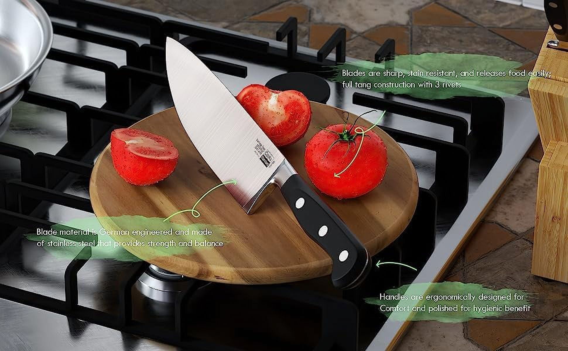 Cooks Standard Classic Cutlery  8 Inch/20cm Chef's Knife, High-Carbon Stainless Steel Serrated Blades, Ergonomic Handle, Sharp Triple Rivet