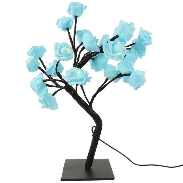 KAKOWELY Lámpara de árbol de rosas con alimentación USB, lámpara de mesa para dormitorio, luz LED de árbol de rosas iluminada