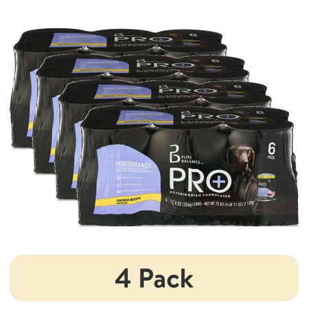 (4 pack) Pure Balance Pro+ Chicken Recipe Wet Dog Food for Performance, 12.5 oz Cans, 6 Pack