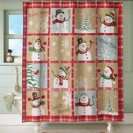 Collections Etc Snow Time Country Snowman Shower Curtain Walmart Com