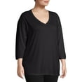 thumbnail image 4 of Just My Size Women's Plus Size Quarter Sleeve Flowy V-Neck T-Shirt, 4 of 6