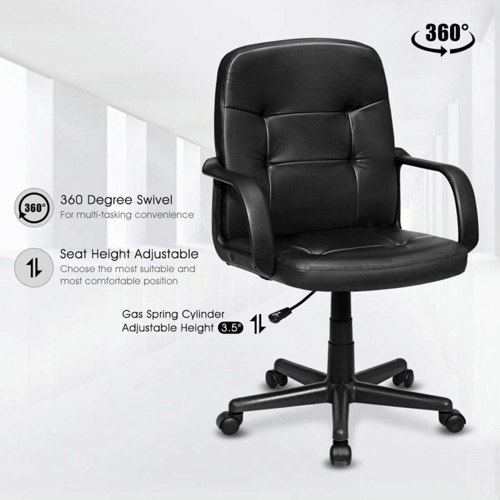 Demi Bonn Ergonomic Office Chair with 360-degree Wheels, Rolling Work Computer Desk Chair for Home, Bedroom, Study, Black