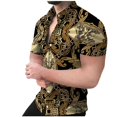 thumbnail image 3 of Camisa de vestir de playa para hombre con estampado 3D, camisa de verano con botones y estampado floral de palmeras, camisa de manga corta, camisas hawaianas informales de corte ajustado para fiestas, 3 of 5