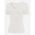 thumbnail image 2 of Long Sleeve Shirts for Women Basic Casual V Neck Tops Ribbed Slim Fitted Blouse, 2 of 5