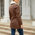 thumbnail image 5 of uublik Womens Faux Leather Jacket with Faux Fur Lining Warm Winter Biker Coat with Belt Coffee, 5 of 5
