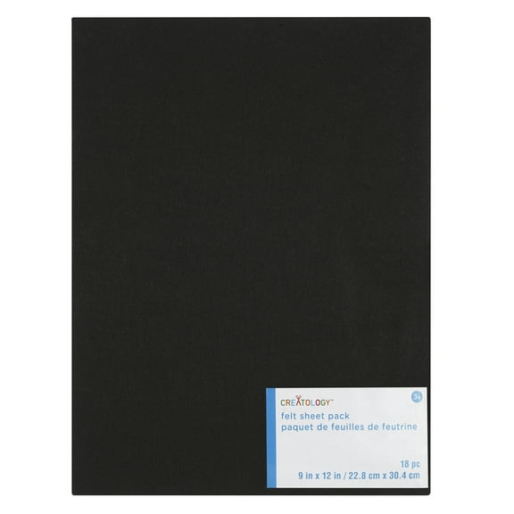24 Packs: 18 ct. (432 total) 9" x 12" Black Felt Sheets by Creatology™