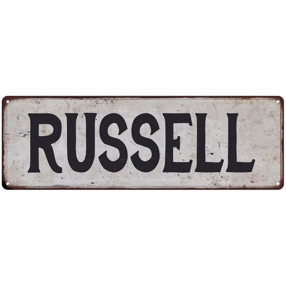 RUSSELL Vintage Look Rustic Chic Metal Sign 6x18 106180036638