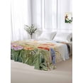 thumbnail image 5 of Spring Floral Full Size Flat Sheet, Wrinkleproof & Fadeproof Cooling Flat Bed Sheet Only, Hummingbird Summer Botanical Watercolor Breathable Soft Bedding Top Sheets 81 x 96 Inches, 5 of 8