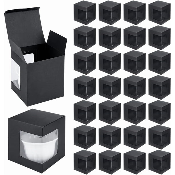 36 cajas para tazas de regalo, cajas negras para tazas de café, cajas transparentes para vasos de vino, cajas de regalo sin envolver (11 oz, 12 oz, 15 oz).