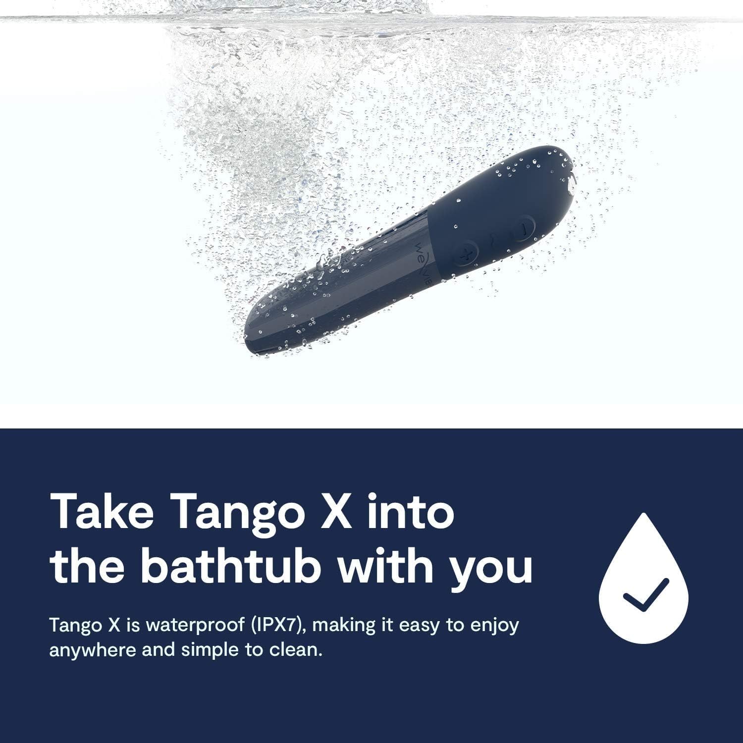 We-Vibe Tango X Rechargeable Personal Massager for Women, Compact Waterproof Design, Midnight Blue