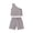 Grey, variant on Toddler Baby Girl 1 Shoulder Tank Top Vest Shorts Brown Two Piece Outfit Set Casual Summer Clothes 4T