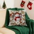 thumbnail image 4 of Christmas Linen Pillow Cover 17.7x17.7, 3D Santa Reindeer Print - Elegant White Red Gold Cushion Cover, High-End Sofa Bedroom Decor, Pairs with Christmas Tree Gold Ornaments, 4 of 6