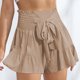 thumbnail image 2 of Shirred cintura ruffle pantalones cortos de pierna ancha mujeres elegante suelta casual color liso frente pajarita pantalones cortos para oficina, 2 of 6