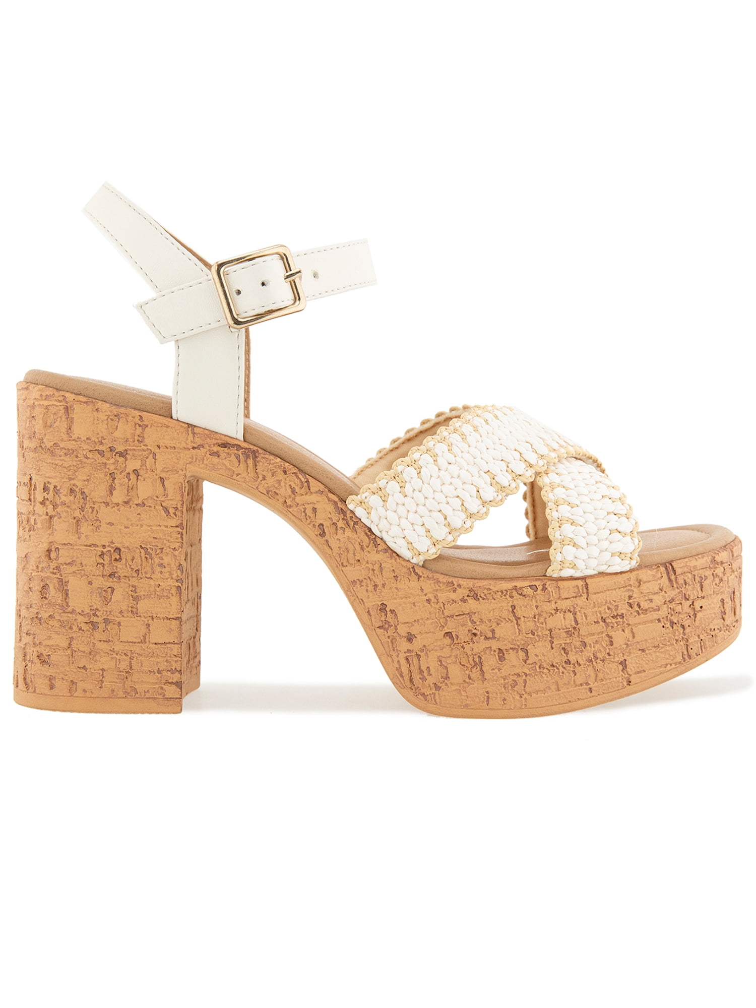 Kensie Women's Sanya Raffia Platform Heeled Sandal