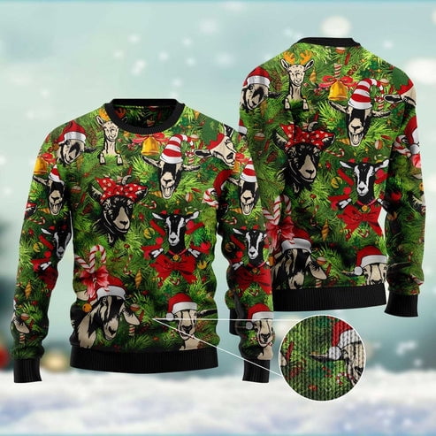 Christmas Goats 3D Christmas Sweater, Funny Xmas Sweater, Sweater Xmas