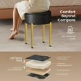 thumbnail image 5 of 18-Inch Velvet Vanity Stool Chair with Storage, Vanity Bench with 4 Golden Metal Legs & Anti-Slip Adjustable Feet,Round Storage Ottoman Stool with Removable Soft Padded Seat, 5 of 7