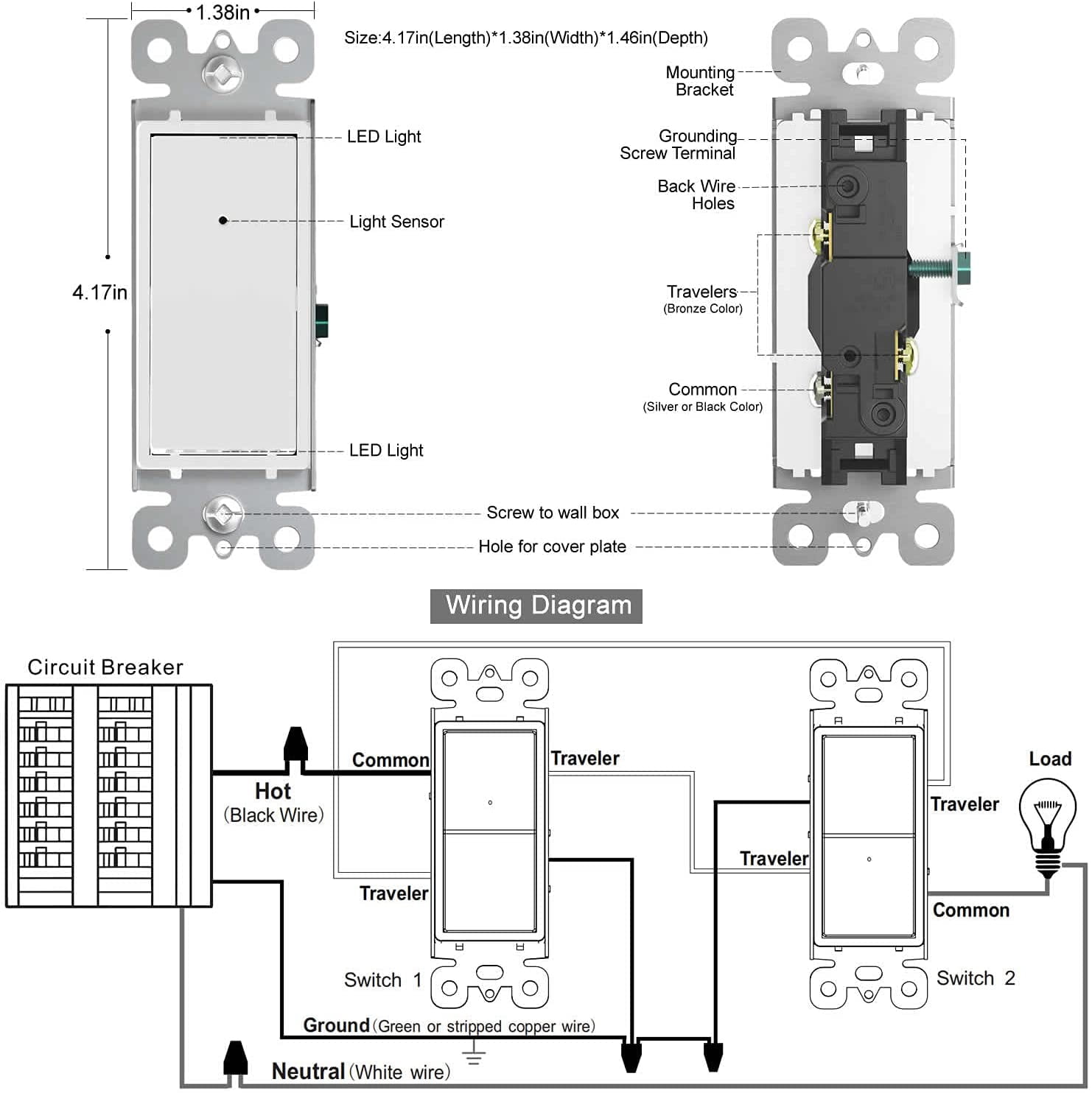 Leviton 3 Way Switch With Pilot Light Wiring Diagram | Shelly Lighting