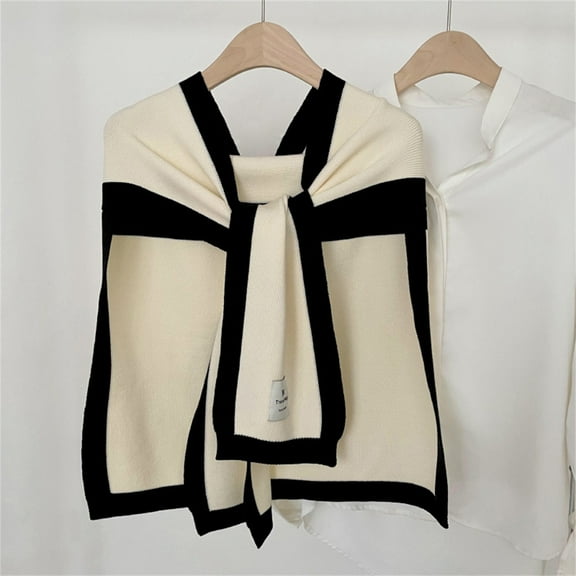 Autumn And Winter New Knitted Small Shawl Versatile Splicing Color Contrasting Warm Outer Small Shoulder Knotting Scarf Oversized Mens Scarf Female Winter Scarf Animal Print Scarf Wide Head Wraps for