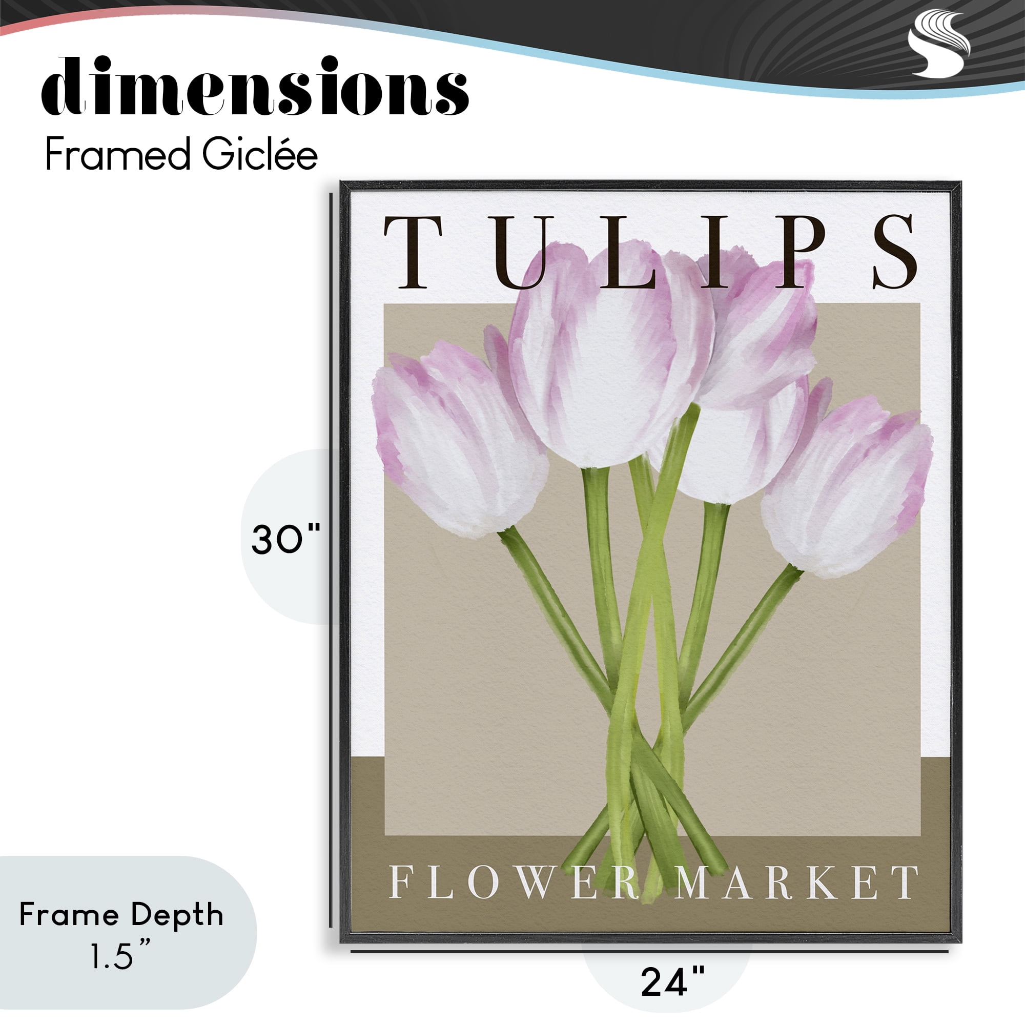 Stupell Industries Tulips Flower Market Black Framed Giclee Art, design by Jennifer Stith