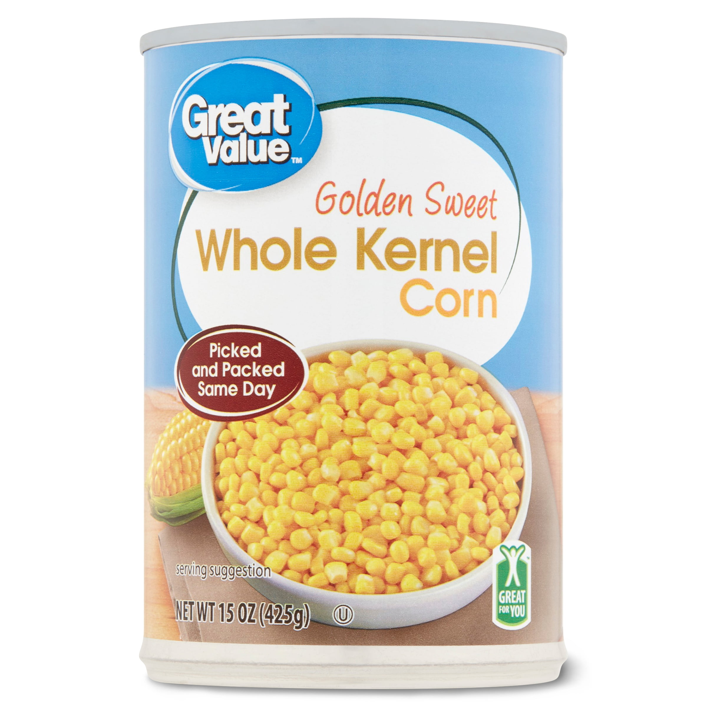 Great Value Whole Kernel Corn, Canned Vegetables, 14.5-15 oz