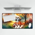thumbnail image 4 of Hello Fall Shih Tzu Football Welcome Autumn with Leaves Pumpkins Desk Mat Full Keyboard Mouse Pad Lion Dog Lover Gifts Large Mousepad - 00012, 4 of 5