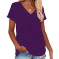 thumbnail image 5 of yillto Womens Cotton Shirts Basic V Neck Short Sleeve Loose Tee Summer Solid Color Casual Tshirts, 5 of 6