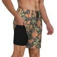 thumbnail image 2 of Kdxio Squirrel And Nuts Print Men's Swim Trunks with Compression Liner 7 Inch Inseam Quick Dry Swim Shorts, 2 of 7