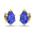 thumbnail image 2 of SuperJeweler 2 1/2 Carat Pear Shape Tanzanite Stud Earrings in 14K Yellow Gold Over Sterling Silver for Women, 2 of 6