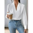 thumbnail image 4 of Womens Tops Trendy 2025 Long Sleeve Shirts Blouses Dressy Casual Spring Summer Business Outfits White XL, 4 of 9
