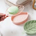 thumbnail image 2 of Soap Box (3 Pcs) Leaf Shape Double Drain soap Box Plastic soap Box Handmade soap Box Bathroom soap Box Bathroom Creative Double soap Dish Storage Tray for Bathroom, 2 of 7