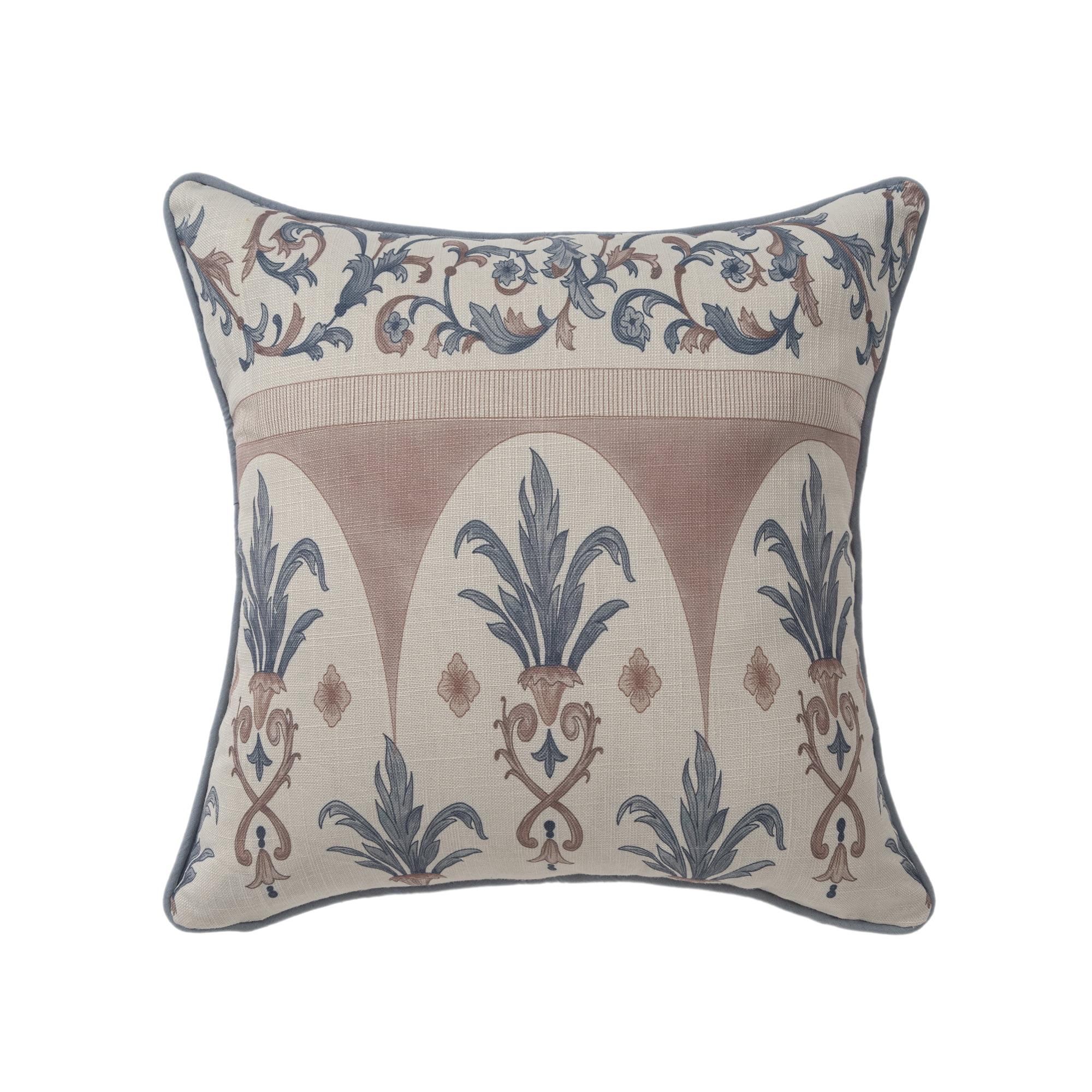 Harlow Hill Alton 20" x 20" Blue/Clay Damask Recycled P.E.T. Decorative Throw Pillow