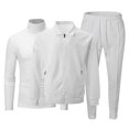 thumbnail image 2 of Babcutegg Mens Outfit Set 3-Piece Full Zip Lapel Jacket & Stand Collar Top & Jogger Pants Athletic Casual Clothes White Size 3XL, 2 of 5