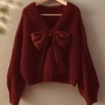 thumbnail image 7 of Women Pullover Sweater Valentine'S Day Elegant Knit Pullover Sweater With 3D Bow Tie Collar For Festive Soft Winter Yarn Top Purple Xxl, 7 of 7