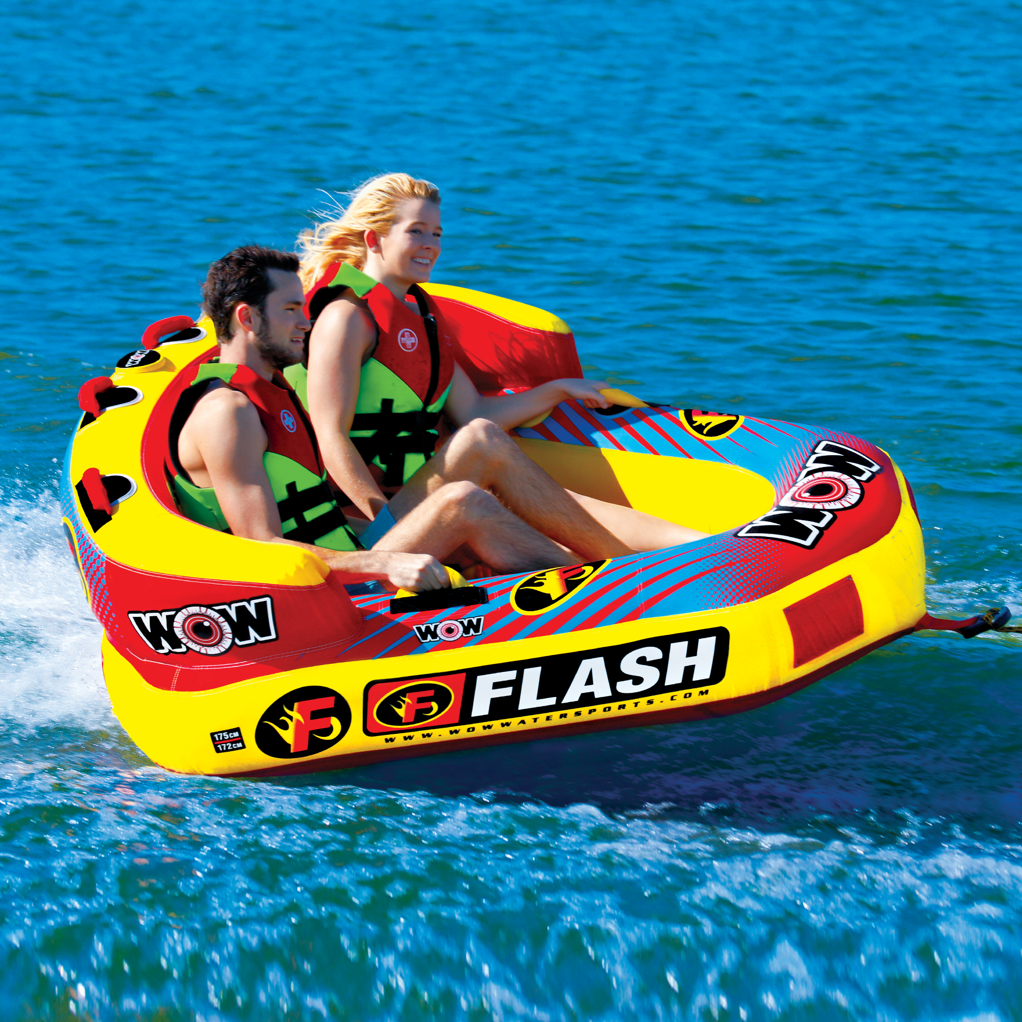 WOW Watersports 1-2 Rider Flash Boating Towable Tube with Secure