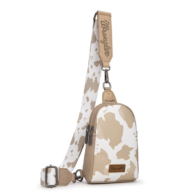 Bolso Cruzado Wrangler con Estampado de Vaca para Mujer - Bolsa Western de Bandolera con Correa Ajustable WG133-210TN