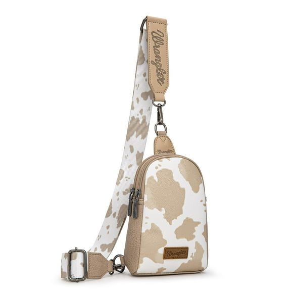 Bolso Cruzado Wrangler con Estampado de Vaca para Mujer - Bolsa Western de Bandolera con Correa Ajustable WG133-210TN