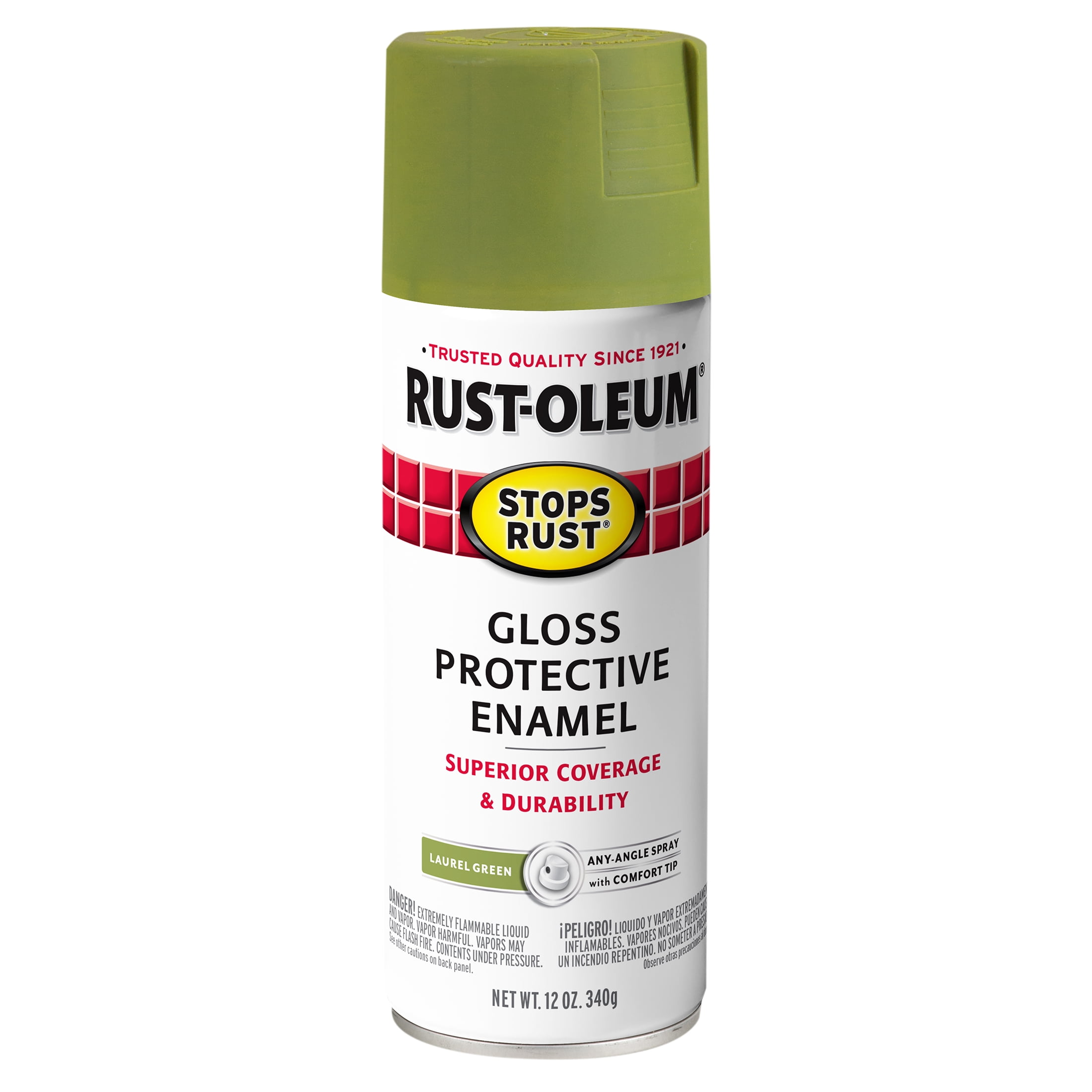 Laurel Green, Rust-Oleum Stops Rust Gloss Protective Enamel Spray Paint, 12 oz, 6 Pack