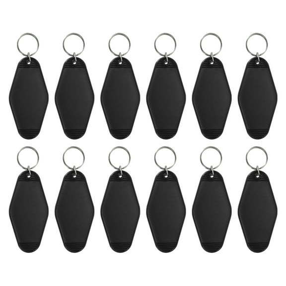 Uxcell Blank Hotel Keychain Tags, Motel Keychain, Vintage Key Tags for DIY Crafts Luggage 12 Pcs & Black