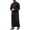 Black, variant on Thobe Long Sleeve Stand Collar Traditional Arab Robe Loose Fit Prayer Garment With Side Slits/Black/M