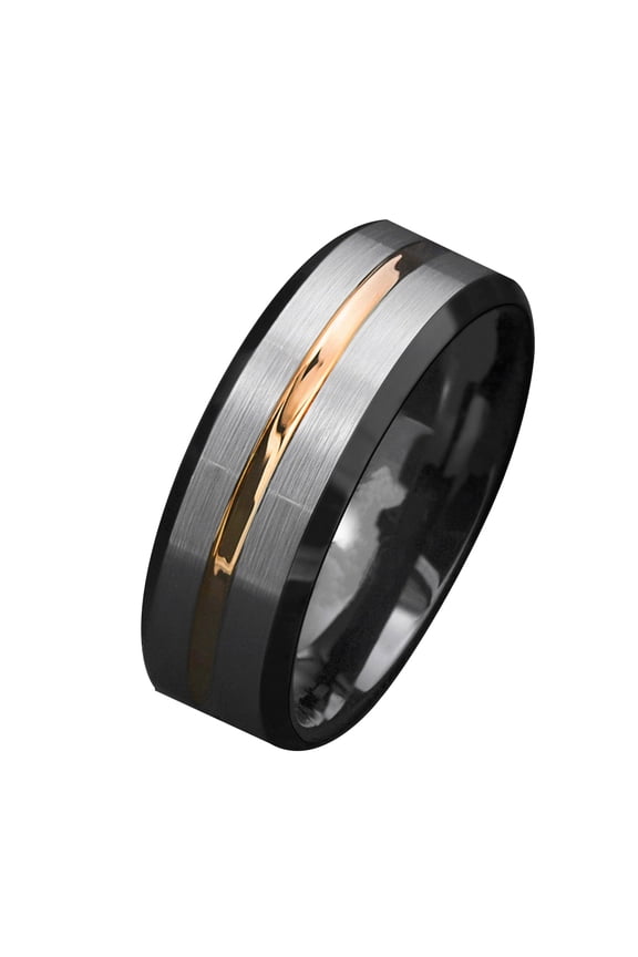 Fashion Men Matte Stripe Titanium Steel Band Ring Wedding Party Gift