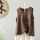 thumbnail image 2 of Vestidos Casuales Para Mujer, Blusas De Mujer De Moda Jersey de cuello en V con abertura y dobladillo de lino sintético de color liso para mujer, camiseta de tirantes de moda, 2 of 6
