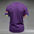 thumbnail image 5 of Men's We The People Means Everyone Polo Shirt with Rainbow Fist Graphic and Colorful Collar Trim Featuring Short Sleeves Purple M, 5 of 5