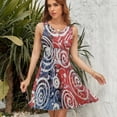 thumbnail image 7 of Red And Blue Painting Women's Tank Dress V Neck Sleeveless Summer Sundress, 7 of 7