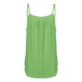 thumbnail image 4 of Womens Camisole Tank Tops, Yigetop Summer Tank Tops for Women 2025 Loose Fit Pleated Square Neck Sleeveless Shirt Curved Flowy Vest Basic Cotton Tee Beach Vacation Clothes for Women Green S, 4 of 7