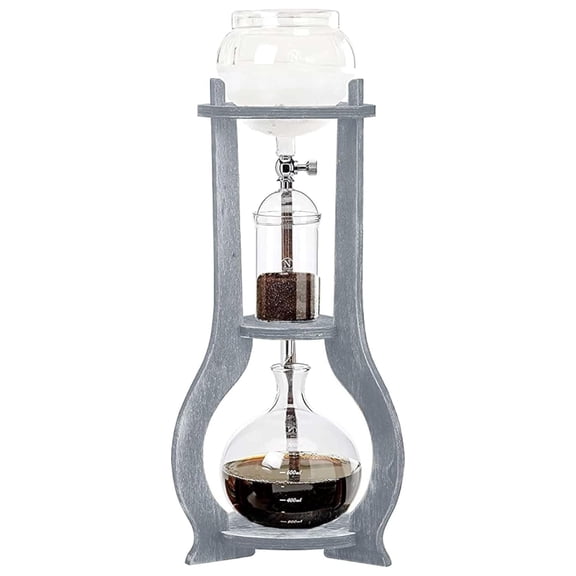 Iced Coffee Cold Brew Drip Tower Coffee Maker Wooden, 6-8 cup, Grey