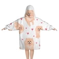 thumbnail image 2 of Pomeranian Dogs with Hearts Blanket Hoodies for Kids 6-13YR Oversize Wearable Blanket Hoodies for Boys Girls Teens, 2 of 7
