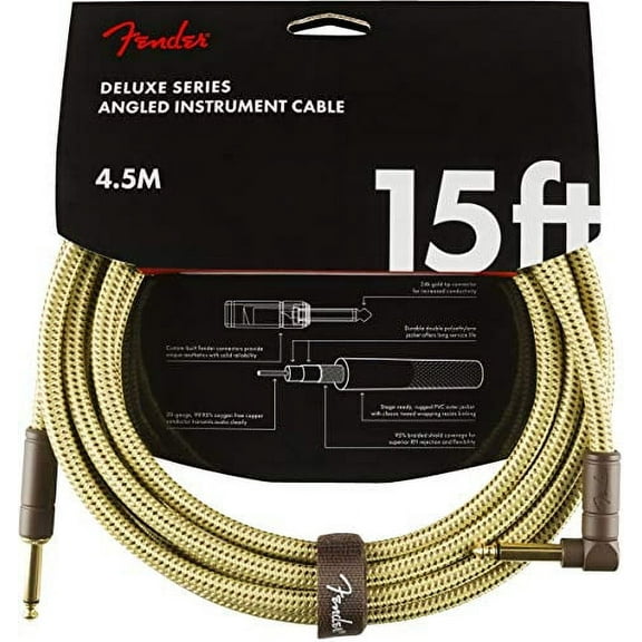 Fender Deluxe 15' Angled Instrument Cable - Tweed