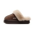 thumbnail image 3 of Unisex Memory Foam House Slippers, Faux Fur Lined Indoor Fuzzy Slippers with No-slip Sole, Slip on Suede Home Shoes, Warm Winter Gift for Women & Men, 3 of 6